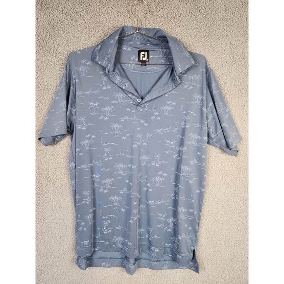 FootJoy Polo Shirt Men's Sz M Blue Tropic Golf Lisle Performance Active Casual - Picture 1 of 6